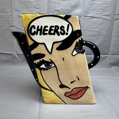 Jarra cerámica arte pop vintage y2k ¡SALUDOS! Jarra de lunares Comic Face blanco y negro Foto 1 de 4