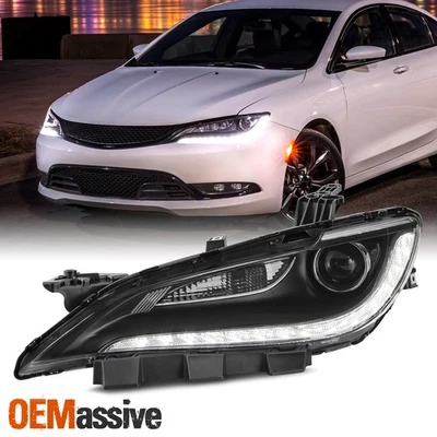 For 2015-2017 Chrysler 200 Halogen Projector Chrome Headlight Driver w/ LED DRL - Image 1 of 4