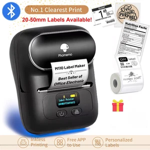 Phomemo M110 Label Maker Machine Thermal Bluetooth Label Barcode Printer LOT - Picture 1 of 21