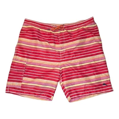 Pantalones Cortos de Natación Para Hombres Tommy Bahama Relax XXL Rojo Naranja Amarillo Rayas Traje de Baño Foto 1 de 4