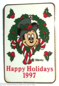 WDW Happy Holidays 1997 Mickey Mouse Cloisonné Cast Pin - Foto 1 di 1