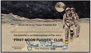 PAN AM FIRST MOON FLIGHTS CLUB MITGLIEDSKARTE - VINTAGE NACHDRUCK - Bild 1 von 2