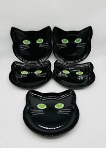 Temp-tations Halloween Gato Negro Esmeralda Boofetti Platos Lote de 5 TT001386 - Imagen 1 de 5