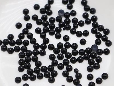 2000 Black Tiny Half Pearl Gems Flatback Bead 3mm Nail Art Tips + Storage Box - Image 1 of 4