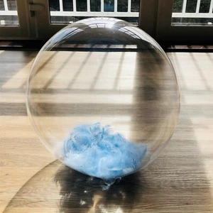 Brandneu 24" Klar Blase BoBo Runde Ballons Gefüllt Mit Hellblauen Federn - Bild 1 von 4