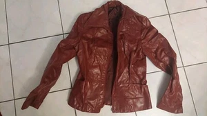 Ladies Vintage 80's Y2k Style Womens Red Leather ZipperJacket Size 6 (XS) - Picture 1 of 11