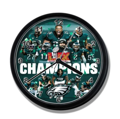 Philadelphia Eagles Super Bowl LIX​ champions​ wall clock NEW