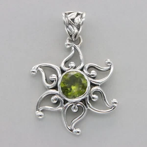 Colgante Sol/Estrella Peridoto Verde Plata de Ley 925 - Colgante Peridoto Argent - Imagen 1 de 7