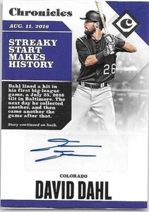 DAVID DAHL 2017 PANINI CHRONICLES CERTIFIED AUTOGRAPH - Picture 1 of 1