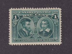 MATT'S STAMPS CANADA SCOTT #97 QUEBEC TRICENTENNIAL CARTIER/CHAMPLAIN 1-CENT MH - Picture 1 of 3