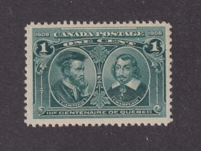 MATT'S STAMPS CANADA SCOTT #97 QUEBEC TRICENTENNIAL CARTIER/CHAMPLAIN 1-CENT MH - Image 1 of 3