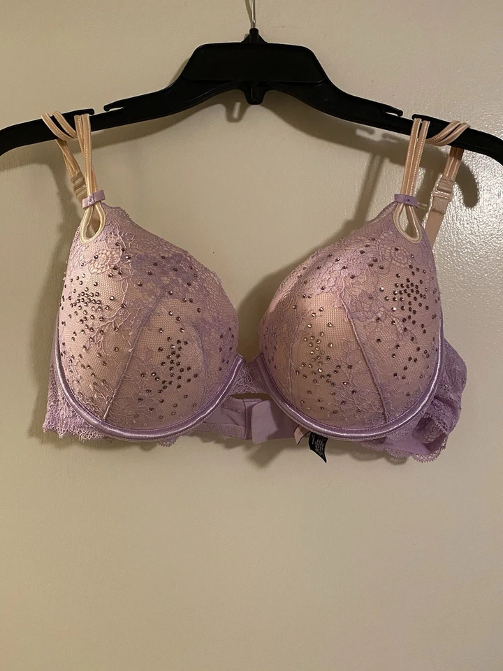 Victoria’s Secret Gorgeous Demi Bra - 38C - Lilac, Lace, Rhinestones - Image 1 of 1