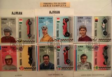 ss Piccola serie di 12 francobolli dedicati all'automobilismo