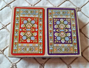 Carte da gioco vintage congresso plastiche rivestite finitura celu tone floreale 2 mazzi - Foto 1 di 3