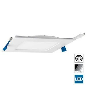 LED Square Slim Downlight Retrofit Fixture, 6" 12W, Dimmable, 850LM 1PK 30K - Picture 1 of 7