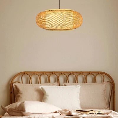 Retro 23.5" Ceiling Light Bamboo Rattan Weaving Pendant Light Rattan Lantern - Image 1 of 4