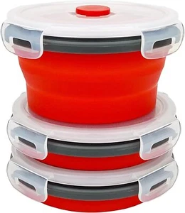 3Piece round Collapsible Bowl with Lids, Silicone Food Storage Containers, Mi... - Picture 1 of 1