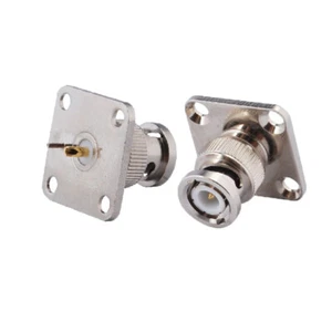 10Pcs BNC Male Plug straight Connector with 4 holes Pane Flange Solder Connector - Picture 1 of 4