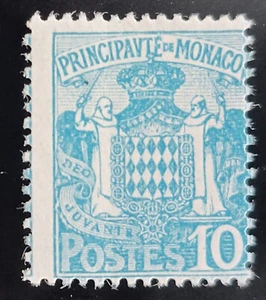 Monaco 10 c stamp 1924 Coat of Arms SN# MC 64 ERROR Cut Shift  MLH Lot 243 - Picture 1 of 2