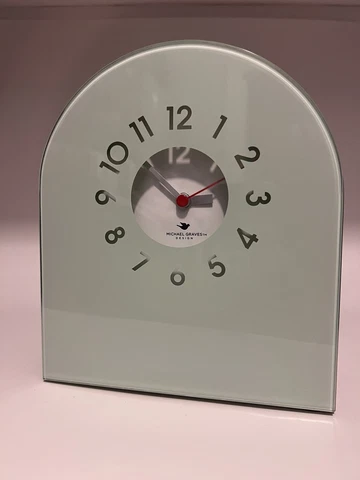 Michael Graves Modern Desk Clock Teal And Silver Toned 8” Tall - Works! Cover