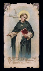 antico santino cromo-holy card S.TOMMASO D'AQUINO - Picture 1 of 1