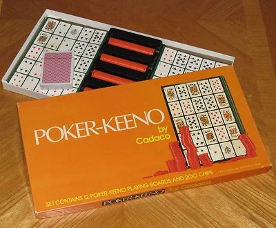 Vintage 1977 Cadaco POKER-KEENO Game ... 12 Board Set with New Playing Card Deck - Image 1 of 4