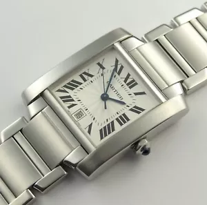 CARTIER TANK FRANCAISE XL AUTOMATIK HERREN EDELSTAHL REF. W51002Q3 PAPIERE/BOX - Bild 1 von 6