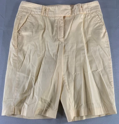 "Bermudas cortas elásticas Chico's para mujer talla 2 amarillas frente plano mezcla de algodón 11""" Foto 1 de 4