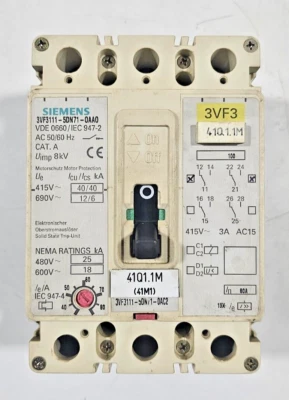 Siemens 3VF3111-5DN71-0AA0 Molded Case Circuit Breaker 3-Pole 80A 25KA 600V USED - image 1 of 4