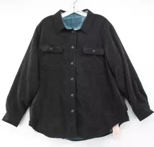 NWT Love Tree boutique Jacket Womens XL Blue corduroy plaid shacket reversible - Picture 1 of 9