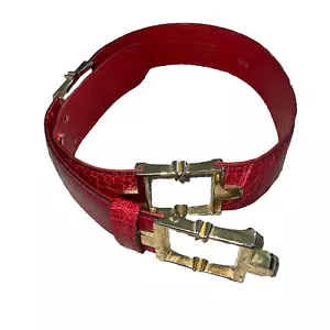 Vintage Authentic Elle Bijou Vienna Austria Handmade Red Leather Belt 70’s - Picture 1 of 11