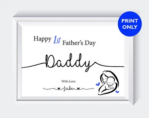 Personalised First Father's Day Gift Print Daddy Dad Family Daughter Son - Picture 1 of 1