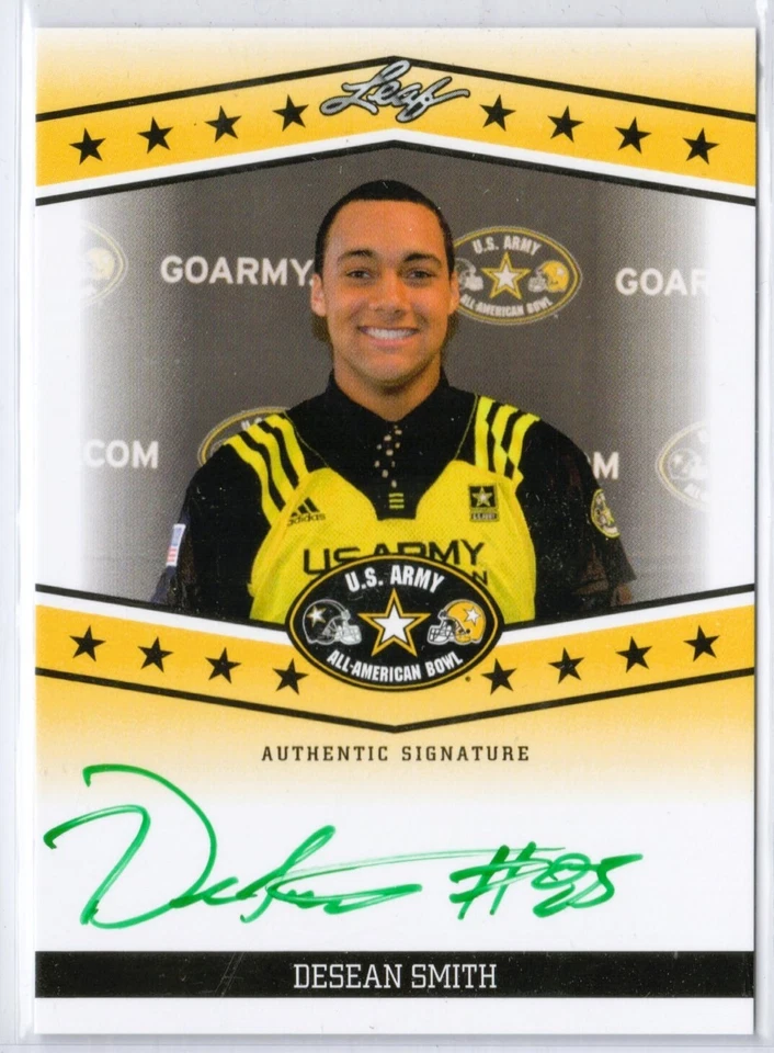 2013 DESEAN SMITH Leaf Army All-American Bowl Tour Autographs Green Ink /25 - Image 1 of 2
