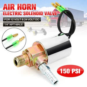 12V/24V Air Horn Electric Solenoid Valve 150 PSI For 1/8" Outer Diameter Hose - Picture 1 of 9