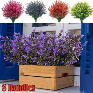 Artificial Flowers Fake Plants Decor 8 Bundles Vine Hanging Outdoor Home Garden - Picture 1 of 19
