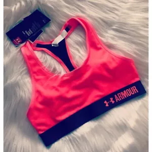 UNDER ARMOUR Sportsbra Size Youth XS ORANGE/CORAL ATHLETIC Comfy - Picture 1 of 5