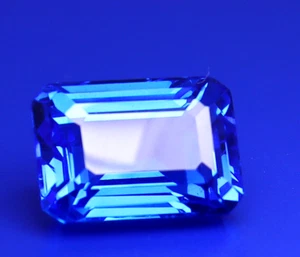 Natural Royal Blue Sapphire Emerald Cut 15.70 Ct Loose Gemstone Certified - Picture 1 of 10