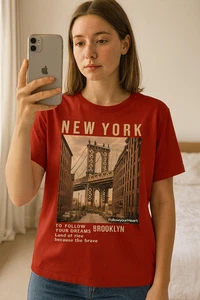 Rotes Vintage New York City Streetwear Tee T-Shirt UK S - Bild 1 von 6