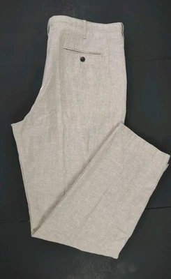 PERRY ELLIS-NWT-Men's Chinchilla Linen/Cotton Blend Drawstring Pants-Size 38x32 - Image 1 of 4