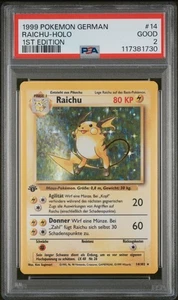 1999 POKEMON GERMAN #14 RAICHU-HOLO 1ST EDITION PSA 2 - Pop 7 - Picture 1 of 2
