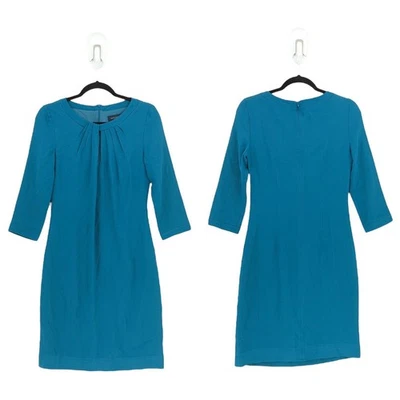 Vestido Piazza Sempione para mujer IT 40 US S azul verdoso cambio plisado escote cerradura Foto 1 de 4