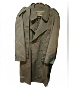 Jos A Bank Men’s 40R Trench Coat Executive Tan Beige Long Wool Polyester - Picture 1 of 7