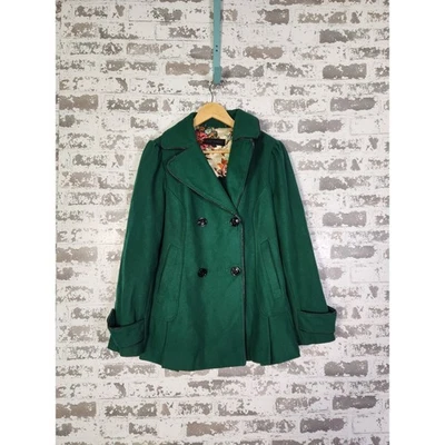 Abrigo Steve Madden Para Mujer Verde Doble Pecho Mezcla Lana Peplum Talla L Foto 1 de 4