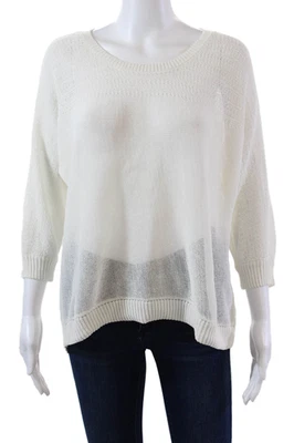 DKNY Jeans Womens Long Sleeves Crew Neck Sweater White Cotton Size Medium - Image 1 of 4