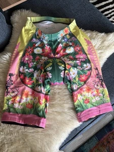 Miloto Women’s Cycling Shorts Padded  Crotch Pink & Yellow Floral - Size Xl - Picture 1 of 9
