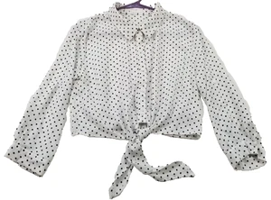 Active USA bauchfreies Oberteil Damen Medium M schwarz weiß gepunktet transparent vorne zum Binden - Bild 1 von 11