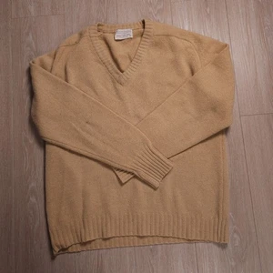 VTG 70s Lord Jeff Knit Pullover Sweater Mens XL Beige Camel Hair Wool Blend USA - Picture 1 of 8