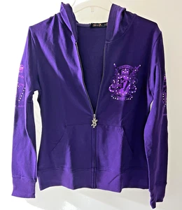 Seven 7 Preminum Brand Women 2 pc Med Sweatsuit Hooded Graphic Stretch - Picture 1 of 18