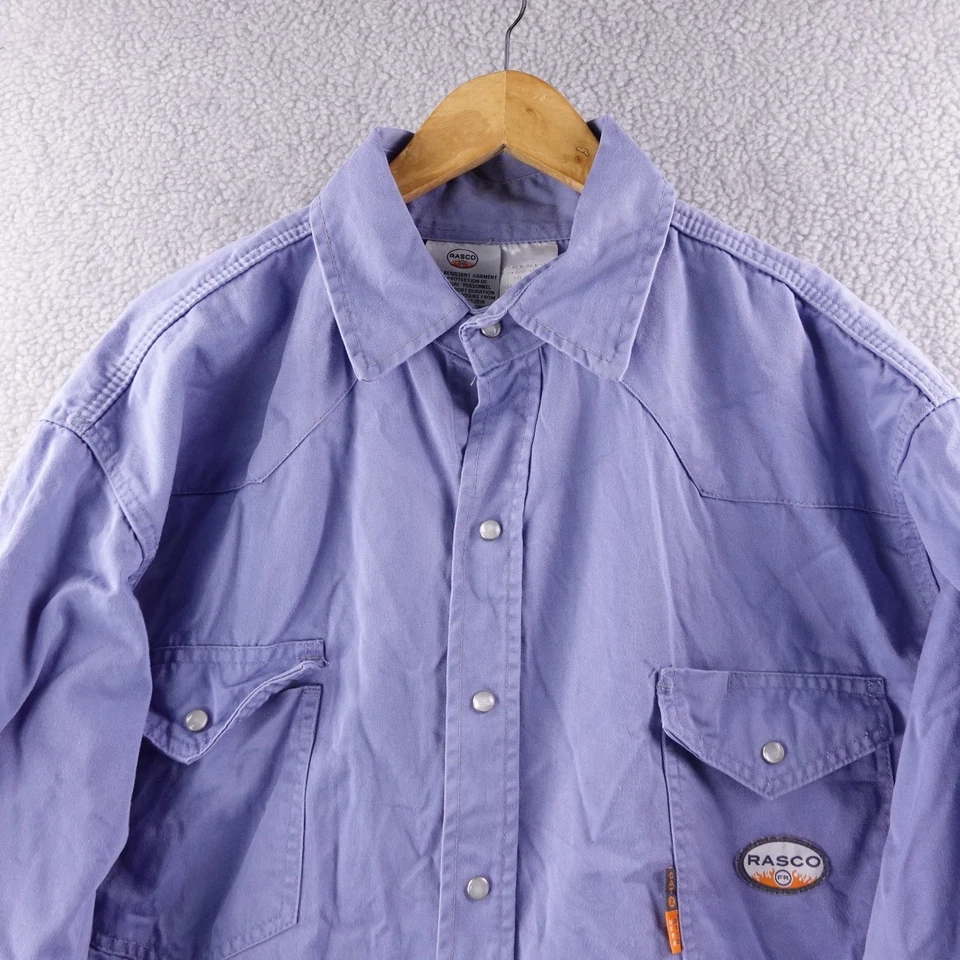 Camisa de Trabajo RASCO Para Hombres 3XL Manga Larga FR Periwinkle Azul Perla Frente a Presión Foto 1 de 4