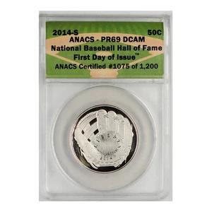2014-S Baseball Hall of Fame Commemorative Half Dollar ANACS PR-69 DCAM - Picture 1 of 2